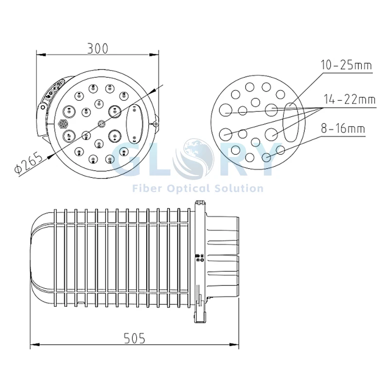 Vertical Fiber Closure dimension
